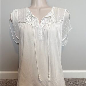 Women’s White Crochet Yoke Peasant Top
